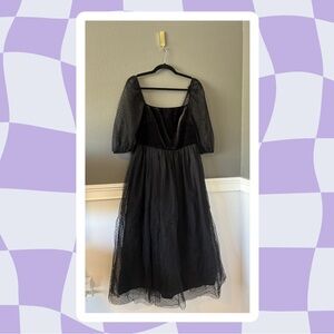 Black Dress with Sheer Sleeves